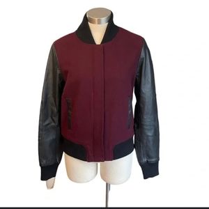 Danier Blink Leather Sleeve Varsity Bomber Jacket